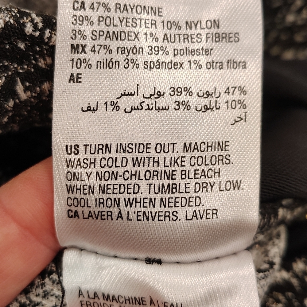 I.N.C. 10 PS Black Tweed Like Stretchy Pull On Pants Contemporary Career Dressy - Picture 7 of 9